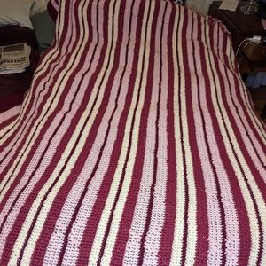 Afghan Throw Blanket 64 x 63 ", hand crochet/knit